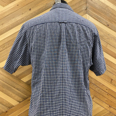 Columbia - Men's Plaid S/S Button-Down - MSRP $80: Navy / White-men-MD