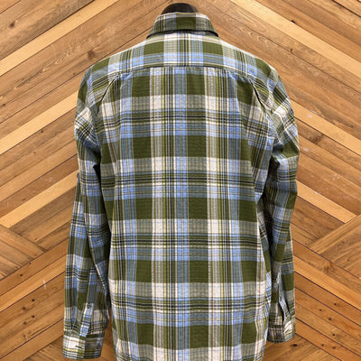 Eddie Bauer - Men's Classic Fit L/S Button-Down Shirt - MSRP $100: Green/White/Blue-men-LG Tall