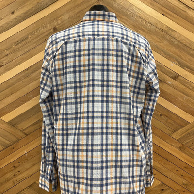 Eddie Bauer - Men's Classic Fit L/S Button-Down Shirt - MSRP $100: Blue/Orange/White-men-LG Tall