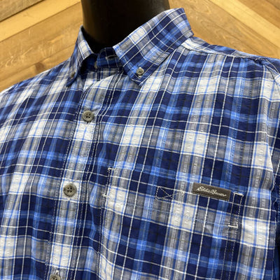 Eddie Bauer - Men's Classic Fit L/S Button-Down Shirt - MSRP $100: Blue/White-men-LG