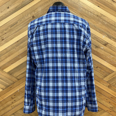 Eddie Bauer - Men's Classic Fit L/S Button-Down Shirt - MSRP $100: Blue/White-men-LG