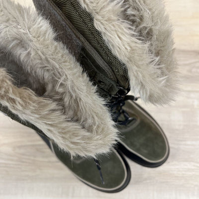 Sorel - Women's Tivoli Cozy Camp Lace Boots - MSRP $220: Green/Grey/Black-women-W9