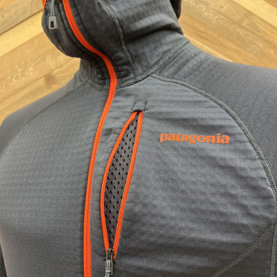 Patagonia - Men's R1 Half-Zip Pullover Hoody - MSRP $179: Dark Grey/Orange-men-SM
