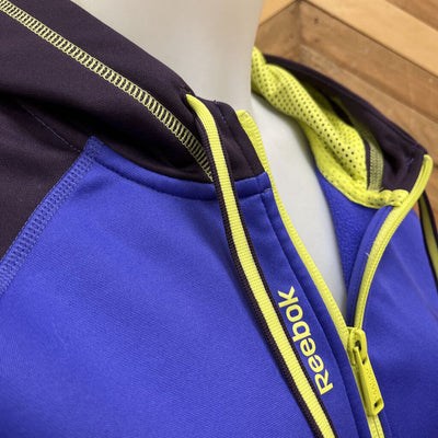 Reebok - Women's Fleece-Lined Full-Zip Hooded Jacket - MSRP comp $100: Purple/Neon Green--MD