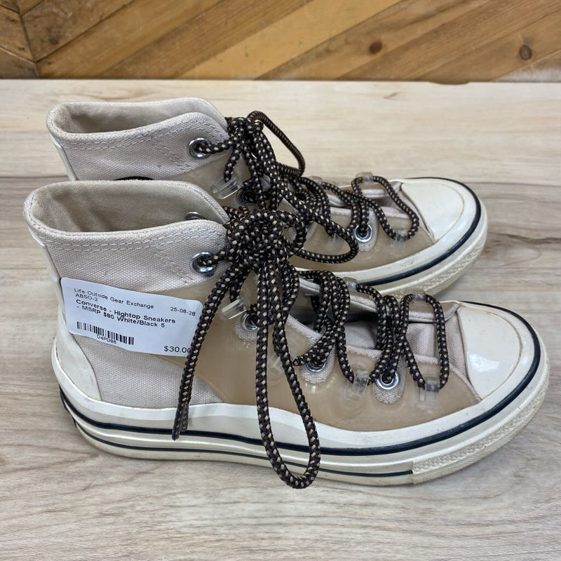 Converse - Hightop Sneakers - MSRP $80: White/Black-women-5