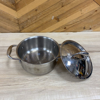 Stainless Steel - Cooking Pot with Lid: silver-unisex-