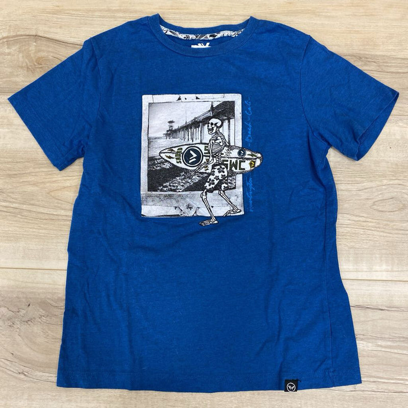 Shawn White- Kids Blue Skeleton Surf T-Shirt: blue-children-8/10Y