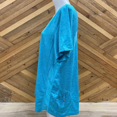 Kirkland Signature - Women's Striped Activewear Shirt: aqua-women-XXL