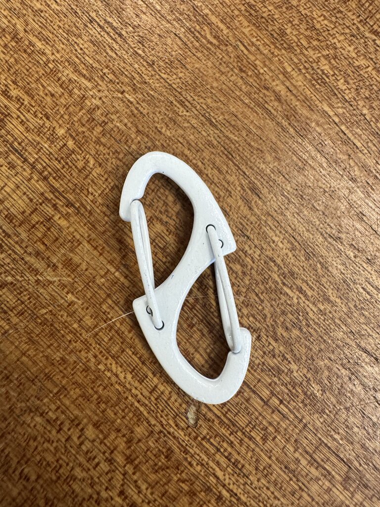 Green Plastic Carabiner Clip: white -unisex-2inch