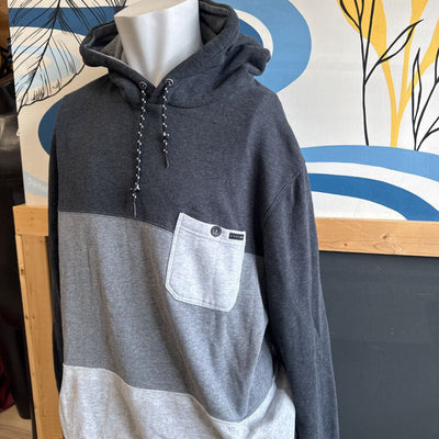 Rusty- Men's Gray and Black Pullover Hoodie-: gray and black-men-XL