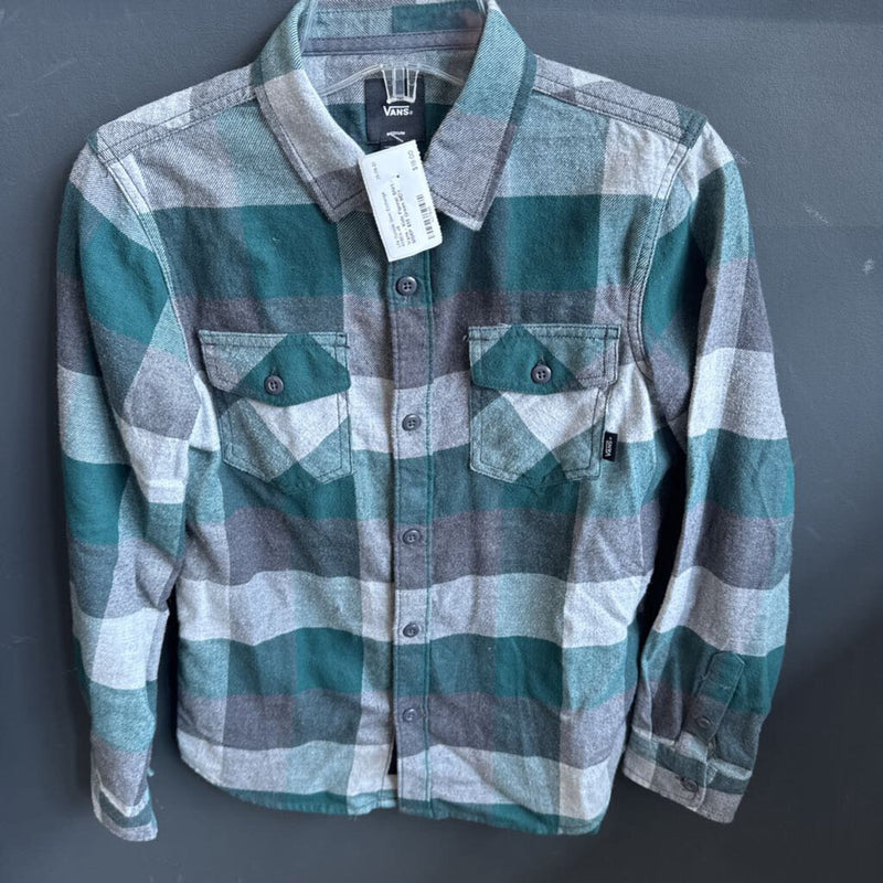 Vans - Kids Flannel Shirt - MSRP $55: Green-unisex-MDY