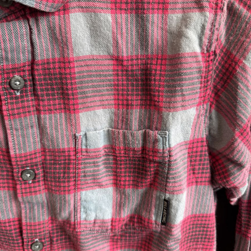Billabong- Kids Flannel Shirt- MSRP $55: Red, Gray-children-MDY