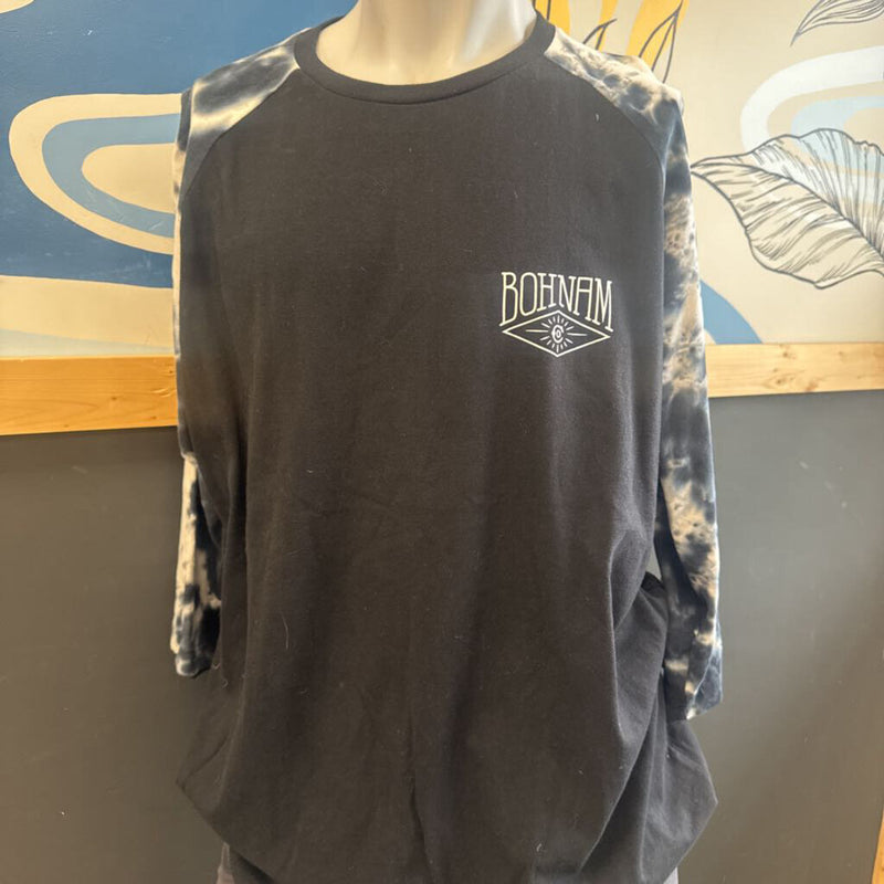 Bohnam XXL Black and Te-Dye Long Sleeve Shirt: Black-men-XXL