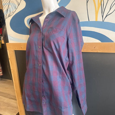 Flylow - Women's Brigitte Flannel Button-Down Shirt - MSRP $110: Dark Violet/Purple-women-LG