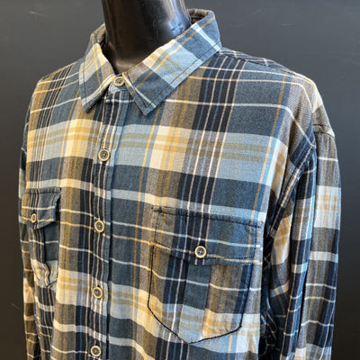 Ecothreads - Men's Flannel Button-Down L/S Shirt: Blue/Brown/White-men-2XL