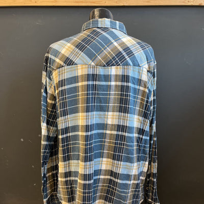 Ecothreads - Men's Flannel Button-Down L/S Shirt: Blue/Brown/White-men-2XL