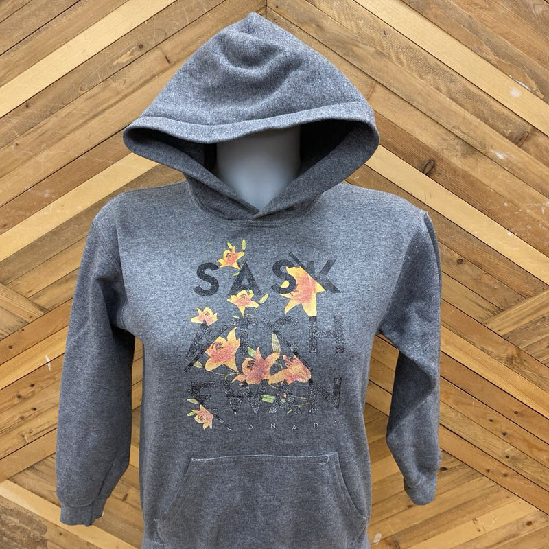 Hardpressed- Youth Saskatchewan Floral Hoodie: gray-children-MDY