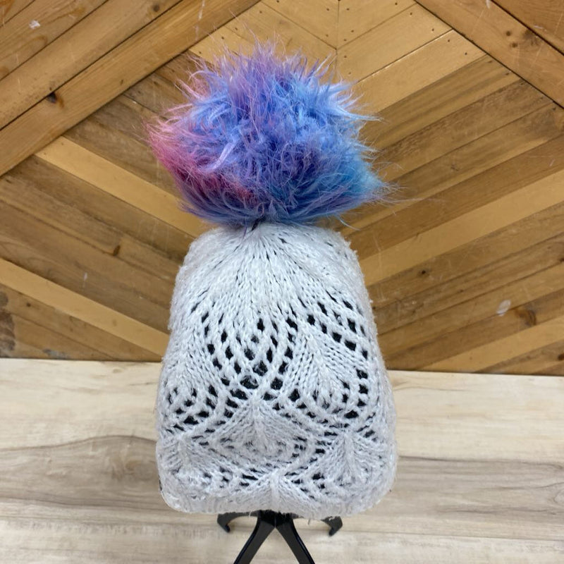 Kombi- Kids Knit Winter Hat with Pom Pom: White-children-