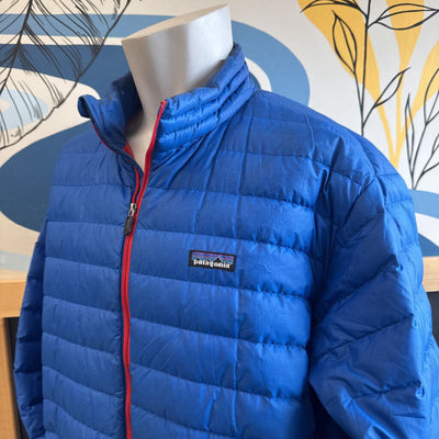 Patagonia - Men's Down Sweater Jacket- MSRP $349: blue red -men-XL