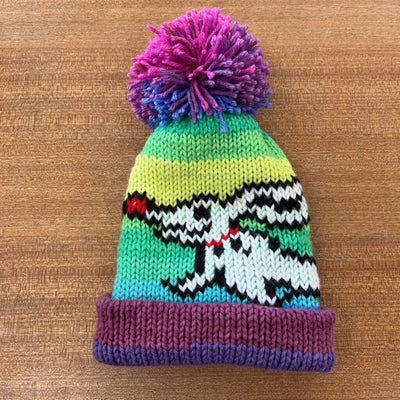 Nerd Asylum - Knit Pom Pom Toque - MSRP $40: Pink/Purple/Green/Blue/White/Red-unisex-O/S