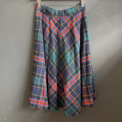 College Town - Women's Checked Woolen Skirt: Green/Red/Blue/Black-women-SM