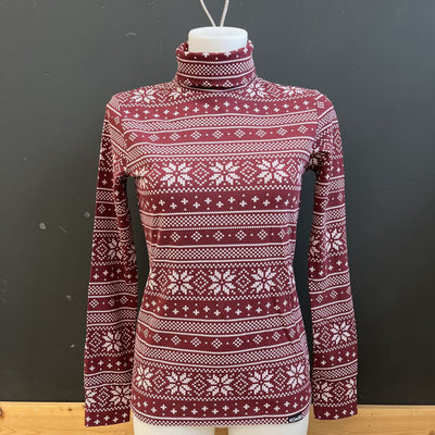 Kombi - Women's Turtleneck Top - MSRP $48: Red/White-women-SM