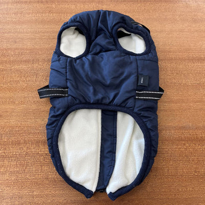 Fleece-Lined Dog Coat with Harness - MSRP $39: Dark Blue--SM