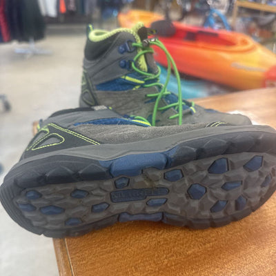 Merrell - Youth Capra Mid Waterproof Boys Hiking Shoes- MSRP $90: Gray/Blue/Green-children-4Y