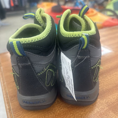 Merrell - Youth Capra Mid Waterproof Boys Hiking Shoes- MSRP $90: Gray/Blue/Green-children-4Y