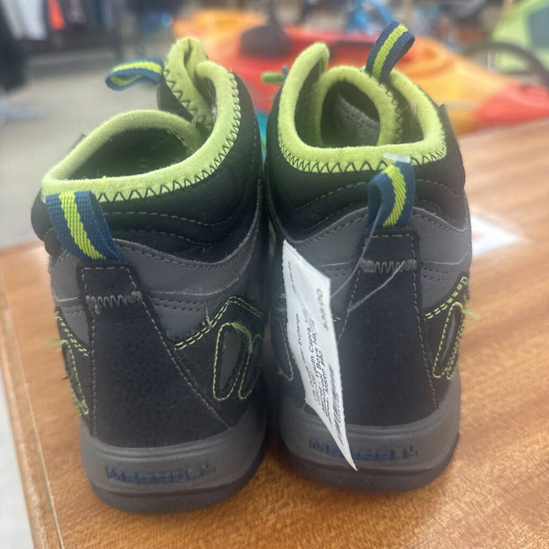 Merrell - Youth Capra Mid Waterproof Boys Hiking Shoes- MSRP $90: Gray/Blue/Green-children-4Y