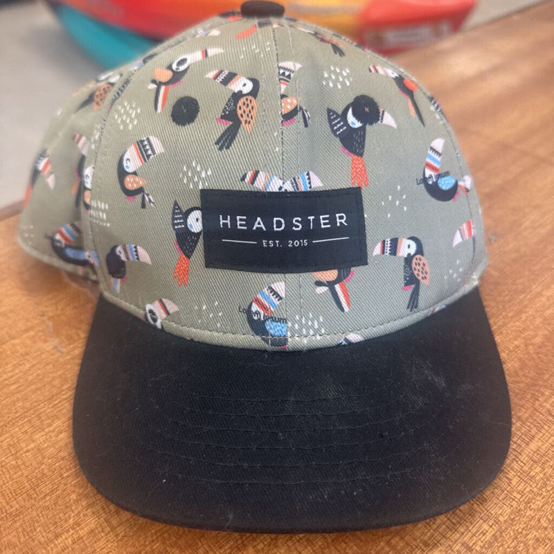 Headster- Kids Cap with Toucan Print: Green-children-Small
