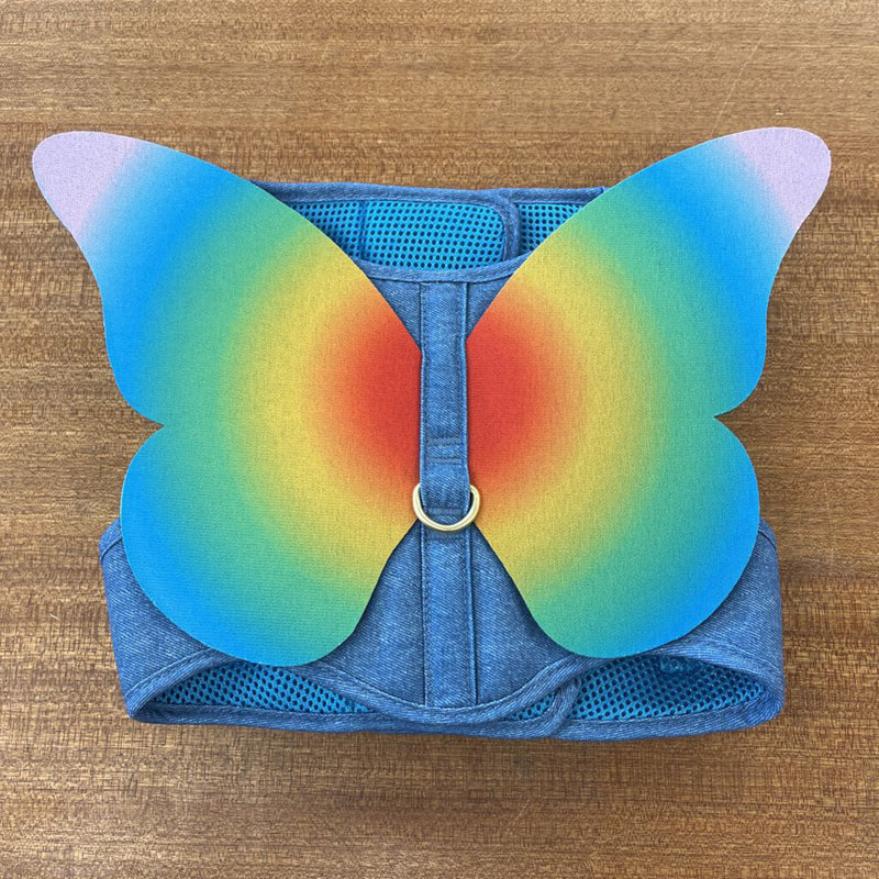 Butterfly Dog Harness: Blue/Yellow/Red/Pink--MD