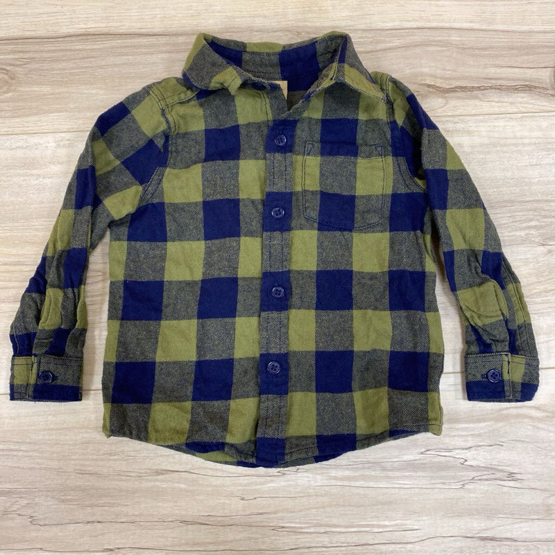 Telluride Clothing Company- Toddler Plaid Button-Up Shirt: Green/Navy-children-2T