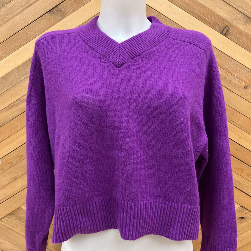 Youth V-Neck Knit Sweater: Purple-children-XL (14-16)