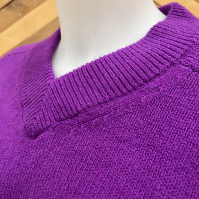 Youth V-Neck Knit Sweater: Purple-children-XL (14-16)