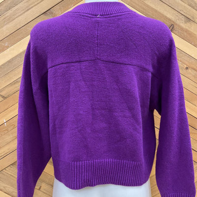 Youth V-Neck Knit Sweater: Purple-children-XL (14-16)