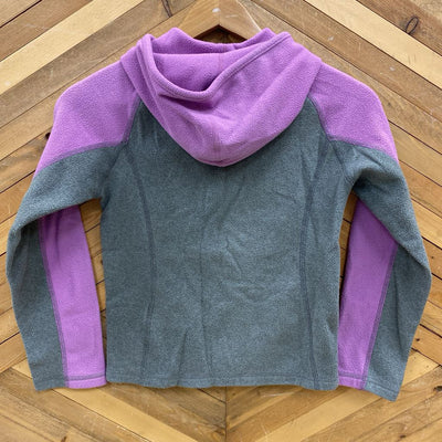The North Face Girls' Fleece Hoodie: purple, gray-girls-small
