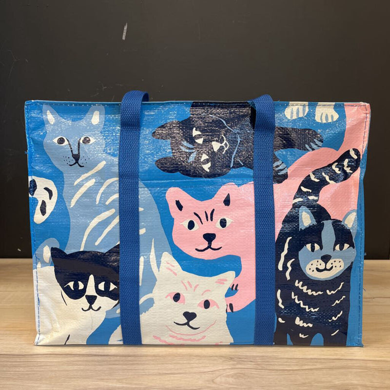 Blue Q - Multipurpose Cat Print Zip Carryall Bag - MSRP $30: Blue/Pink/White/Black--