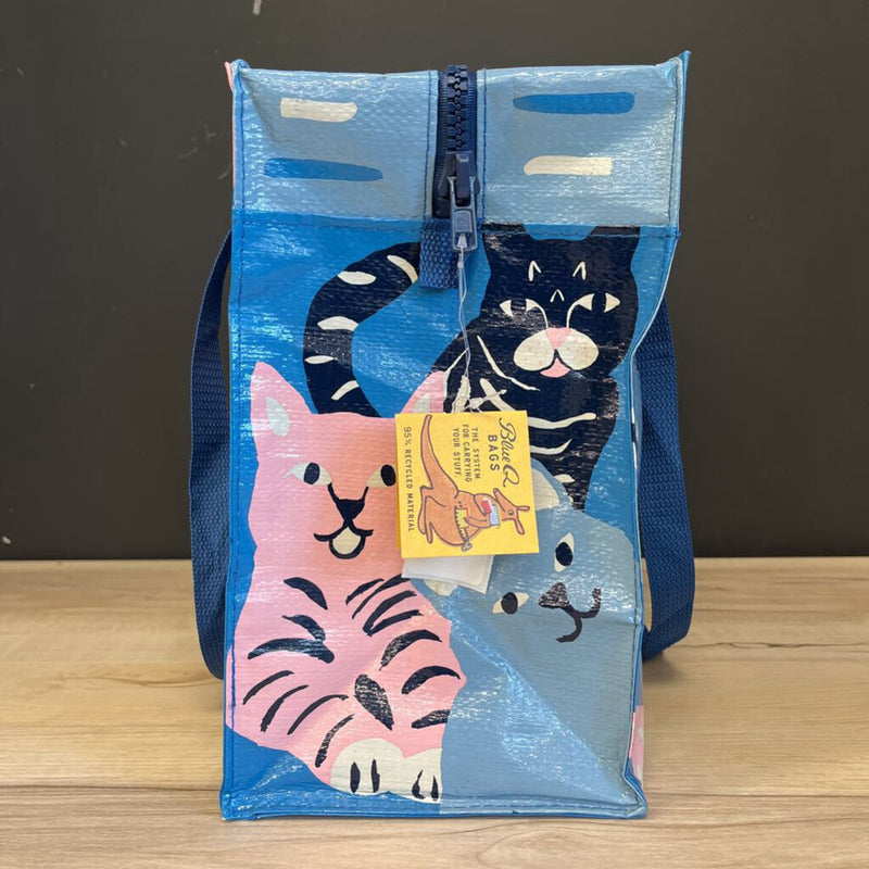 Blue Q - Multipurpose Cat Print Zip Carryall Bag - MSRP $30: Blue/Pink/White/Black--