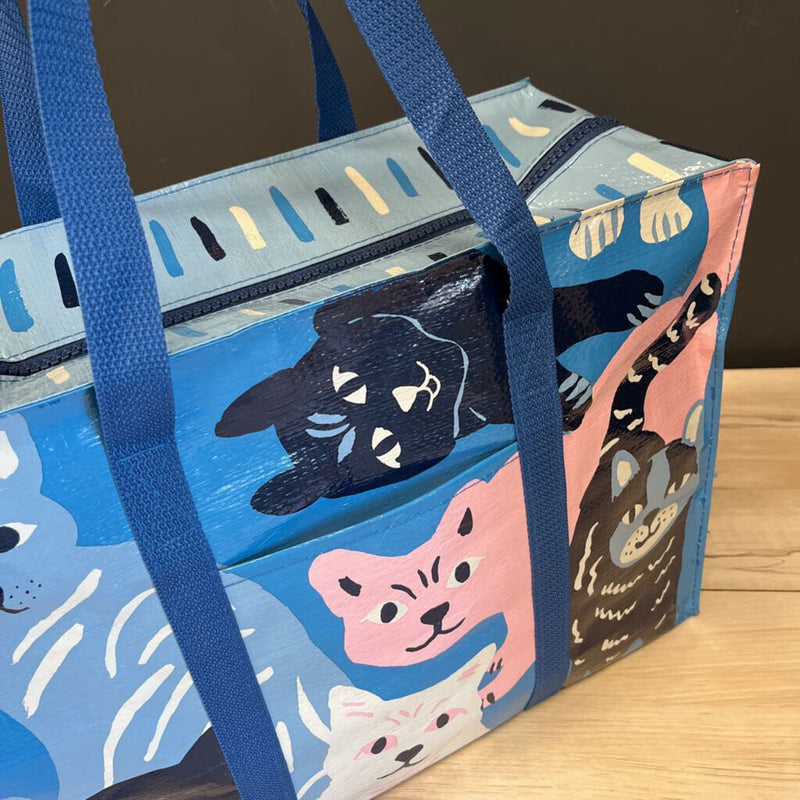 Blue Q - Multipurpose Cat Print Zip Carryall Bag - MSRP $30: Blue/Pink/White/Black--