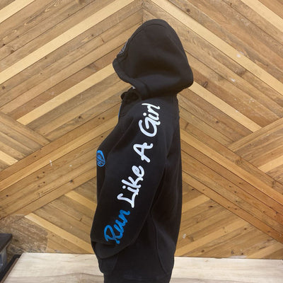Run Like A Girl - Women's Zip Up Hoodie: black-women-SM