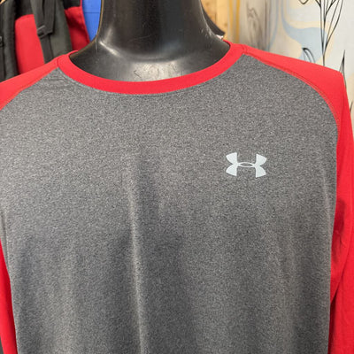 Under Armour - Men's HeatGear Loose Fit Shirt: Gray/Red-men-2XL