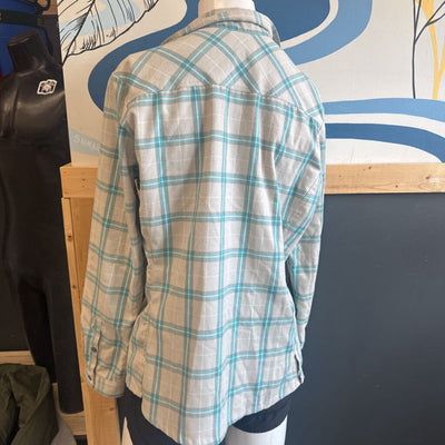 Mountain HardWear - Women's Flannel Shirt- MSRP $79: Beige with turquoise plaid-women-12