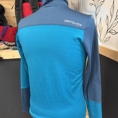 ORTOVOX - Men's Zip Neck Fleece Pullover- MSRP $230: blue, teal-men-MD