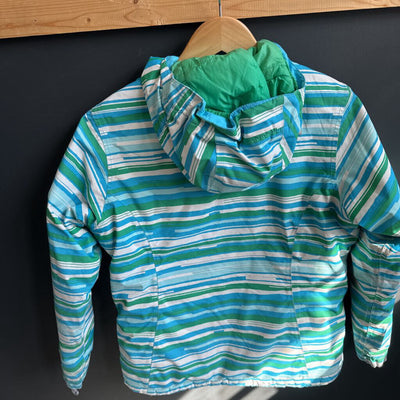 The North Face- Girls' Striped Winter Jacket- MSRP $160: Blue and Green-girls-14/16Y
