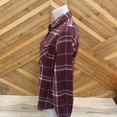 Woods - Women's Plaid Flannel Shirt- MSRP $56: burgundy-women-SM