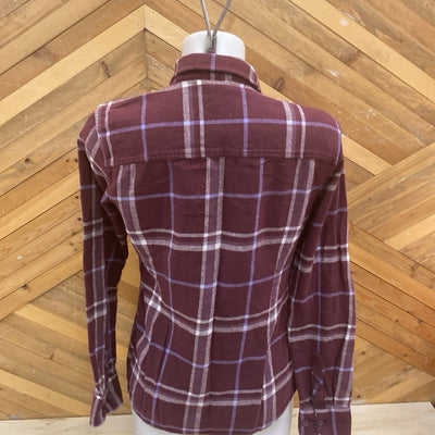 Woods - Women's Plaid Flannel Shirt- MSRP $56: burgundy-women-SM