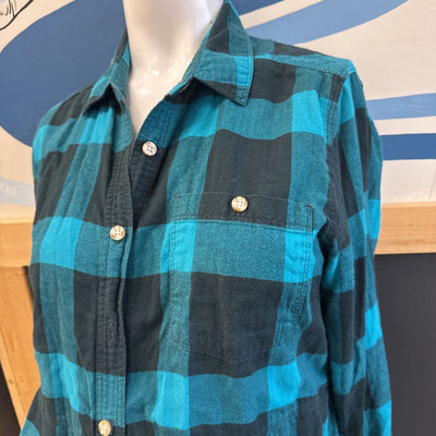Mountain Hardwear - Men's Button-Down Flannel Shirt - MSRP $120: Blue Green/Black-men-MD