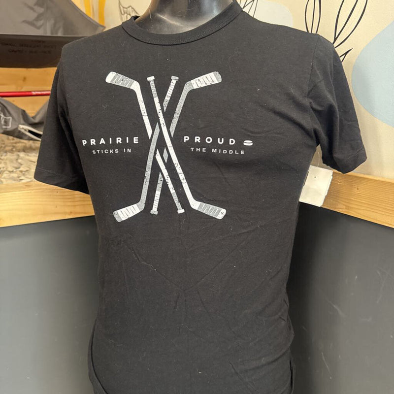 Prairie Proud - Hockey T- Shirt- MSRP $40: black-unisex-SM