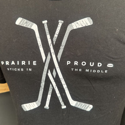 Prairie Proud - Hockey T- Shirt- MSRP $40: black-unisex-SM